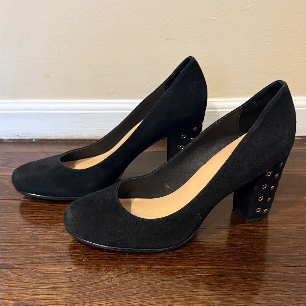 Kate Spade Black Suede Studded Heels 8